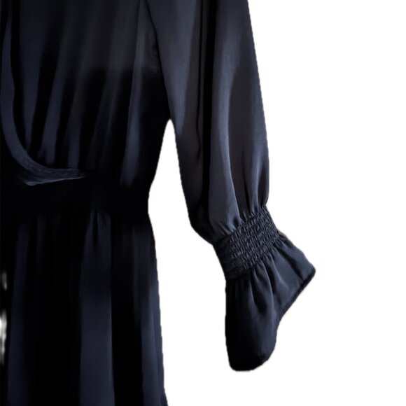 Gigi Parker Washed Satin Maxi Peasant Dress Black Size S - Picture 9 of 9